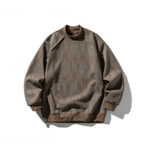 Dyeing Color-blocked Loose Long Sleeve Mock Neck Sweatshirt Men