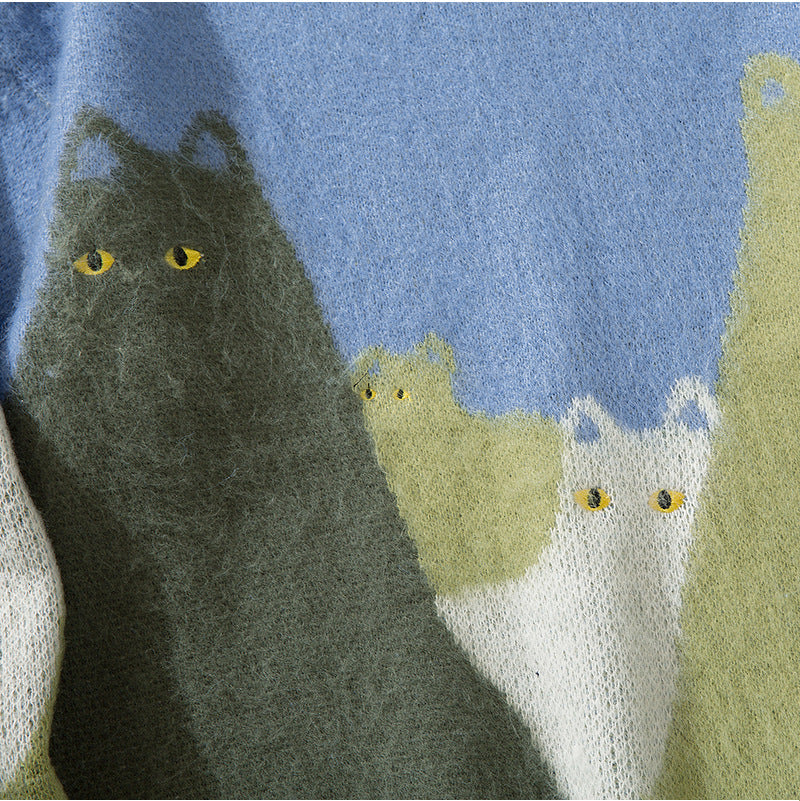 The Midnight Whiskers Jacquard Cat Sweater