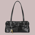 Japanese Street Style Underarm Shoulder Bag – Buckle Detail PU Handbag