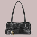 Japanese Street Style Underarm Shoulder Bag – Buckle Detail PU Handbag