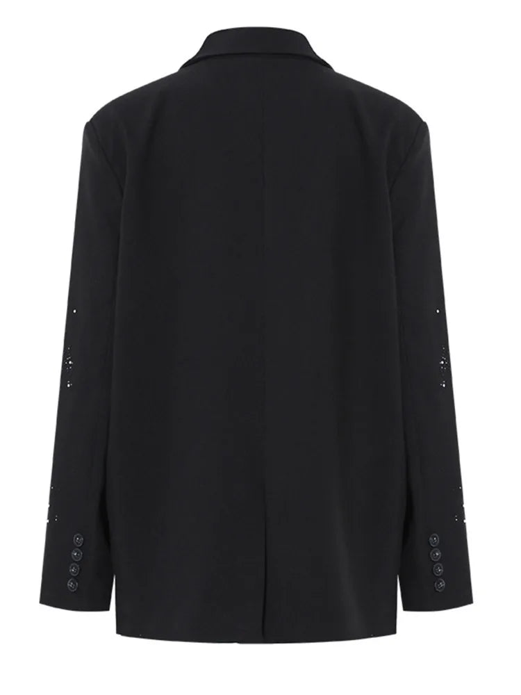 The Noir Rhinestone Notched Blazer