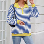 The Candy Stripe Button Collar Sweatshirt