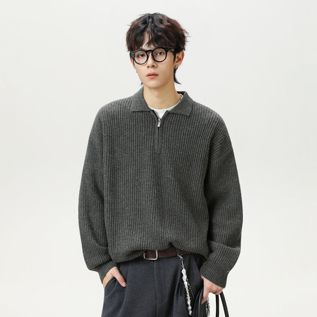 The Starlit Half Zip Lapel Sweater