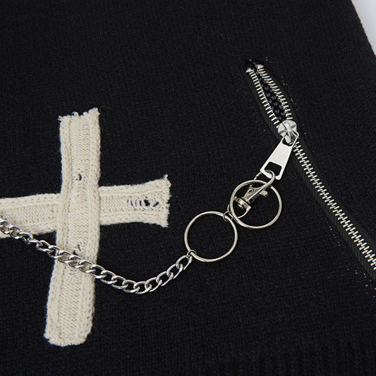 Jacquard Cross Knit Sweater