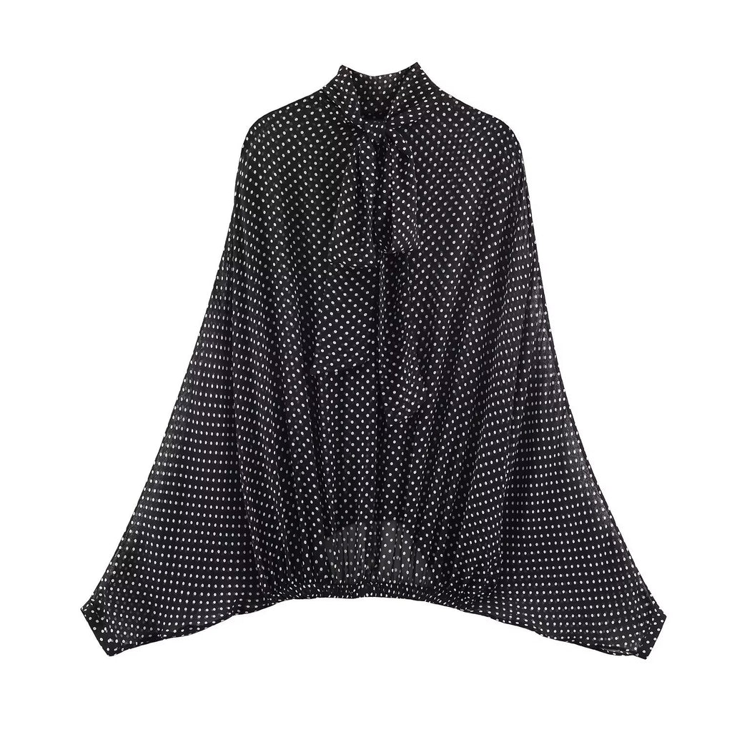 Polka Dot Bow Shirt & Long Skirt Set