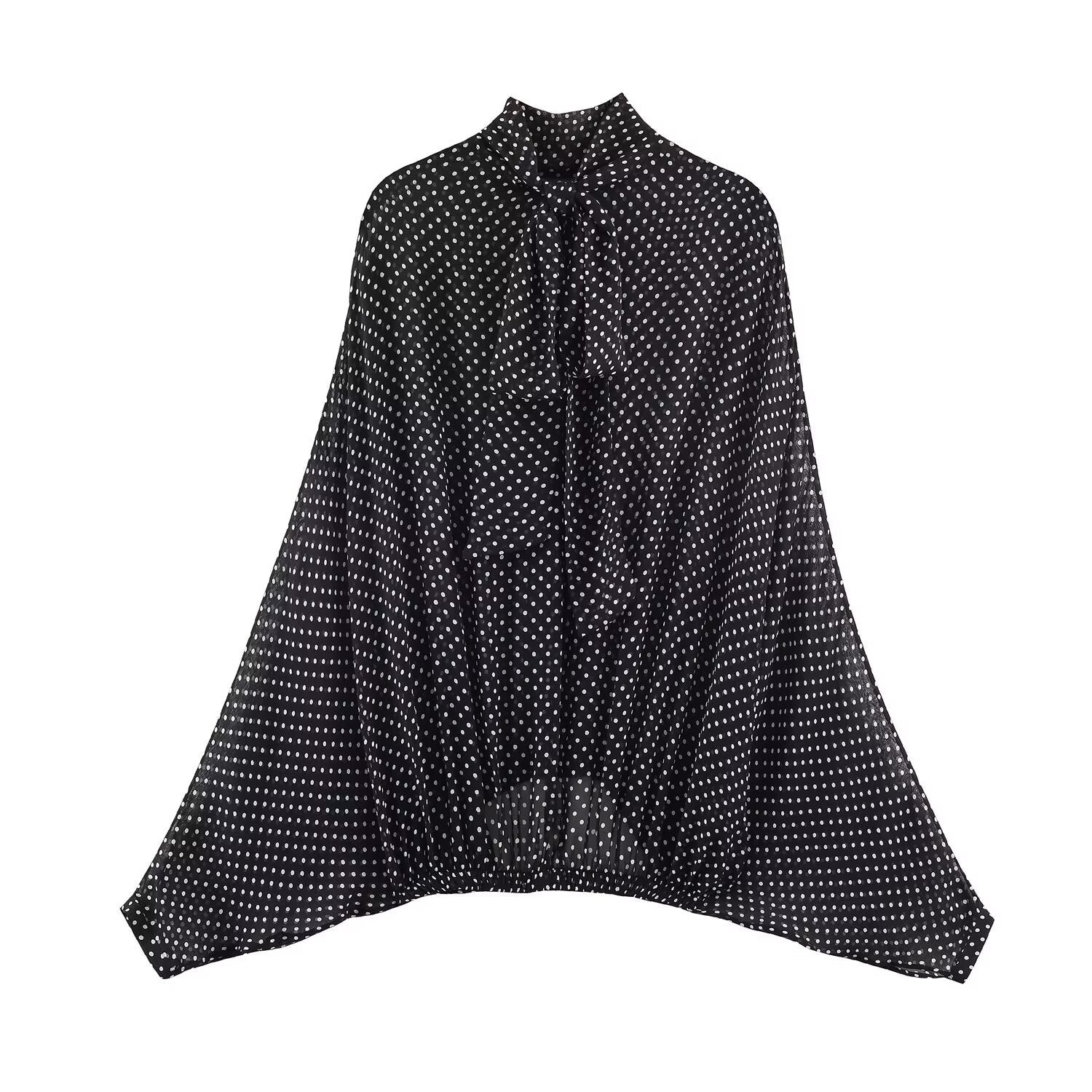 Polka Dot Bow Shirt & Long Skirt Set