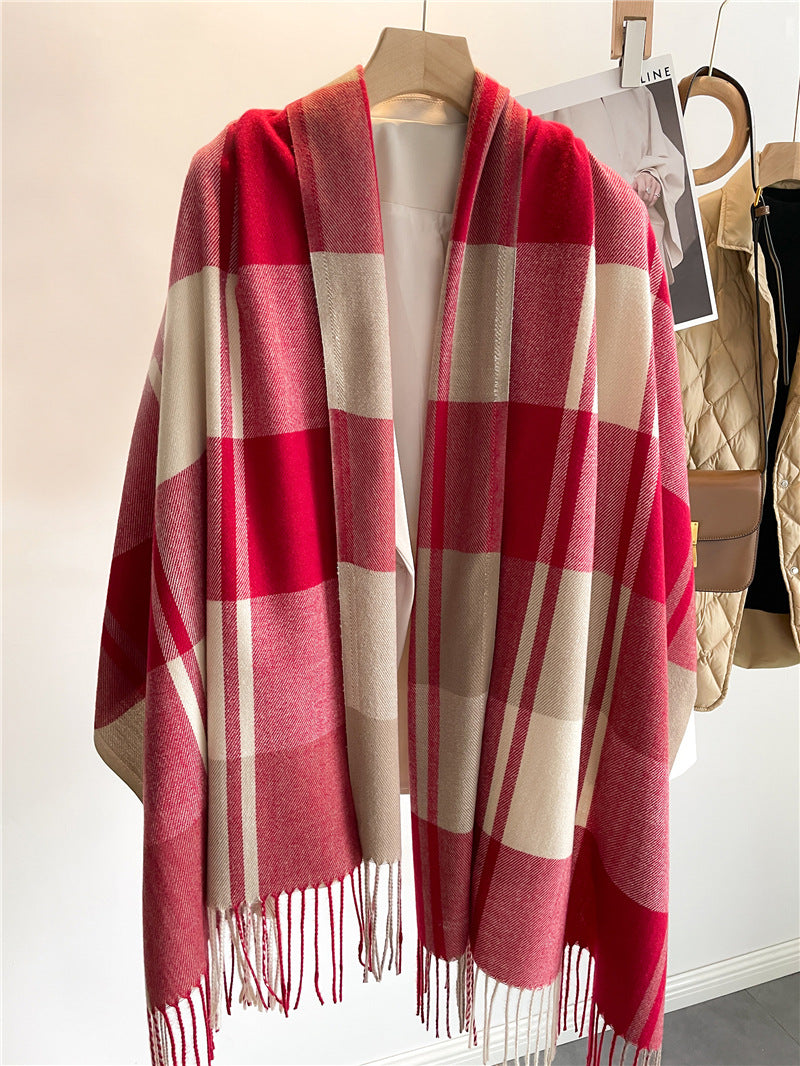Chic Plaid Fringe Scarf