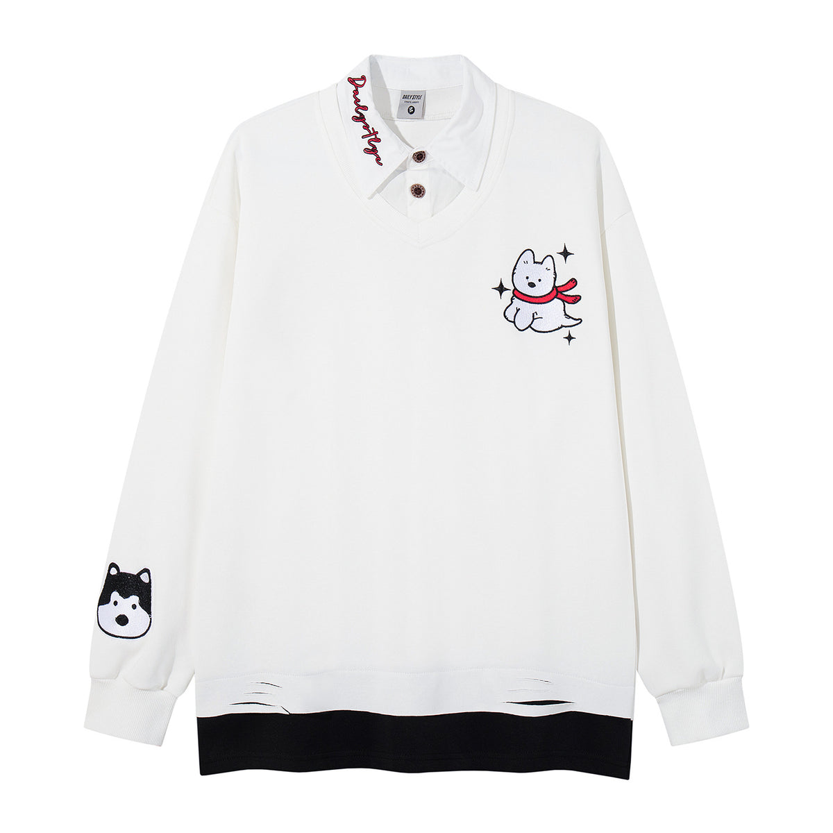 The Pup Patch Faux Two-Piece Polo Sweatshirt