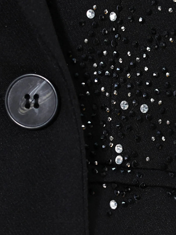 The Noir Rhinestone Notched Blazer