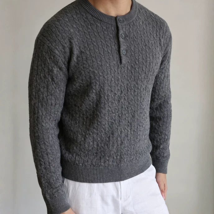 The Autumn Bloom Henley Knit Sweater