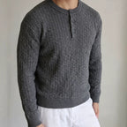 The Autumn Bloom Henley Knit Sweater