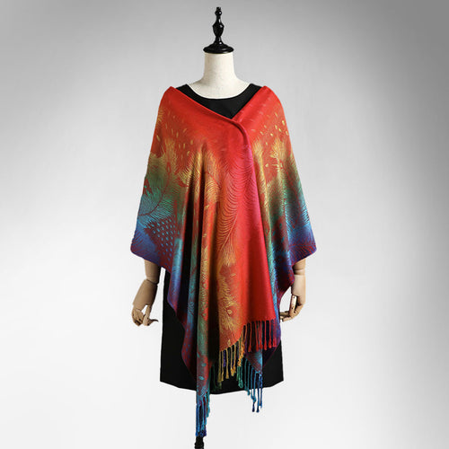 Feather Tassel Long Shawl