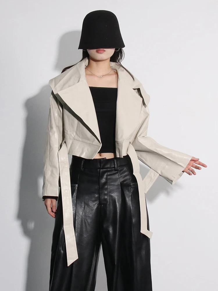 The Lace-Up Patchwork Lapel Jacket