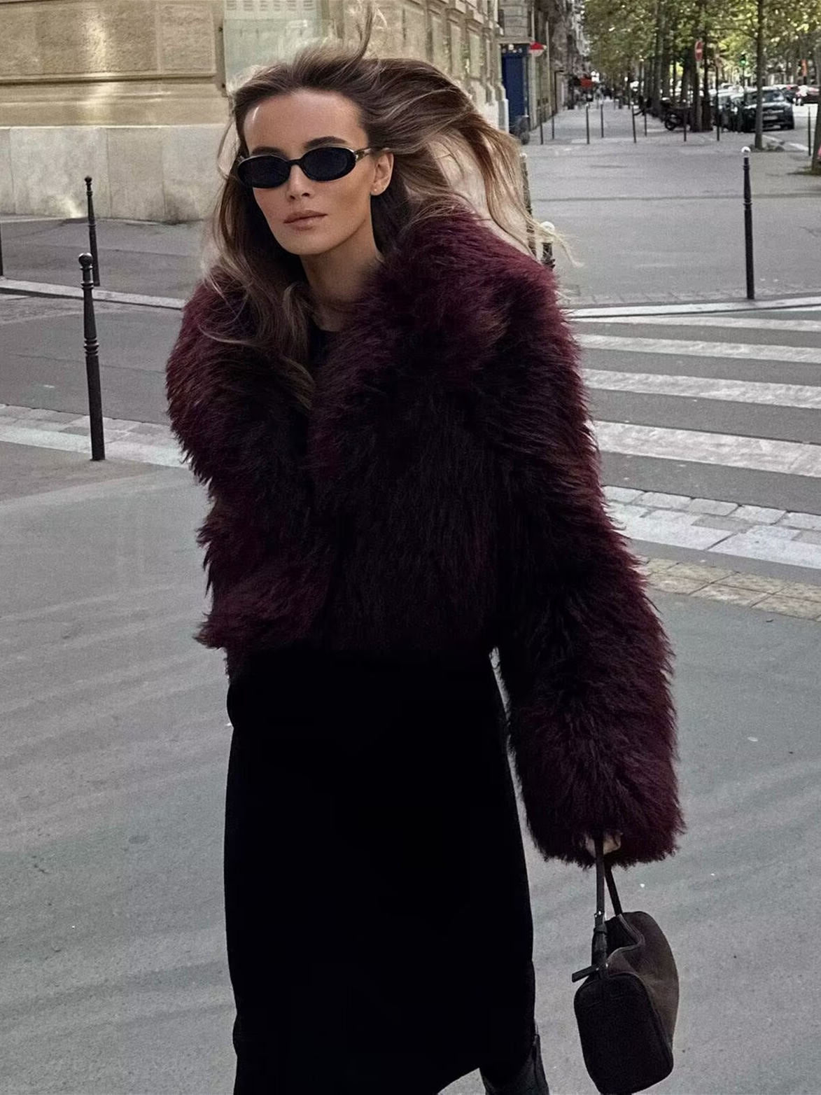 The Crimson Suede Faux Fur Jacket