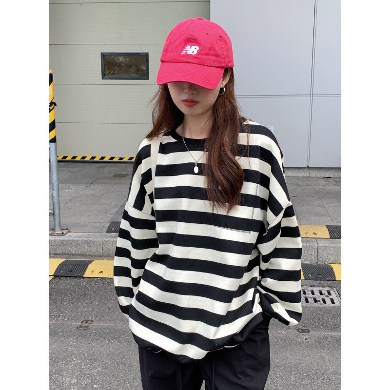 The Piano Key Spliced Stripe Sweatshirt