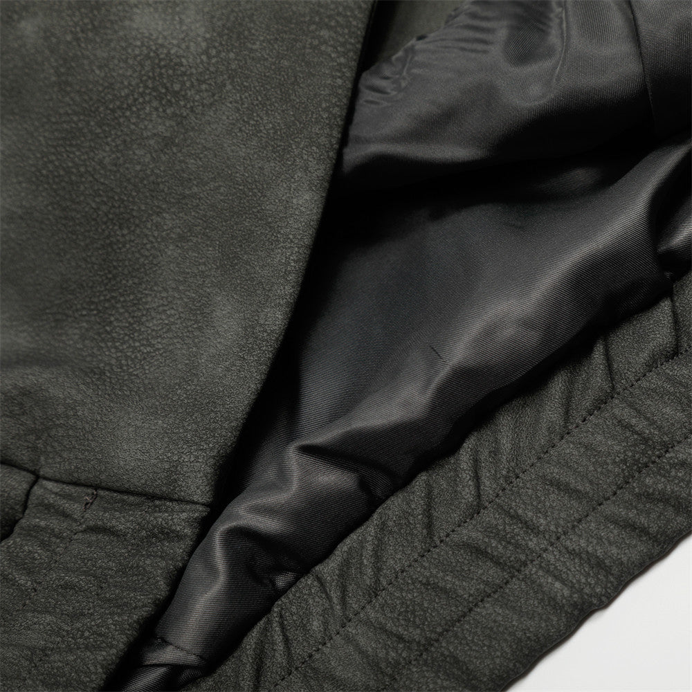 The Graphite Flip Collar Faux Leather Jacket