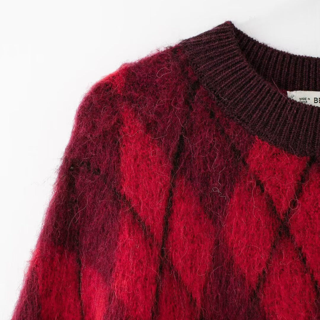 The Ruby Lattice Diamond Knit Sweater
