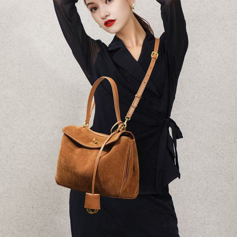 Vintage Autumn Winter Suede Tote Bag