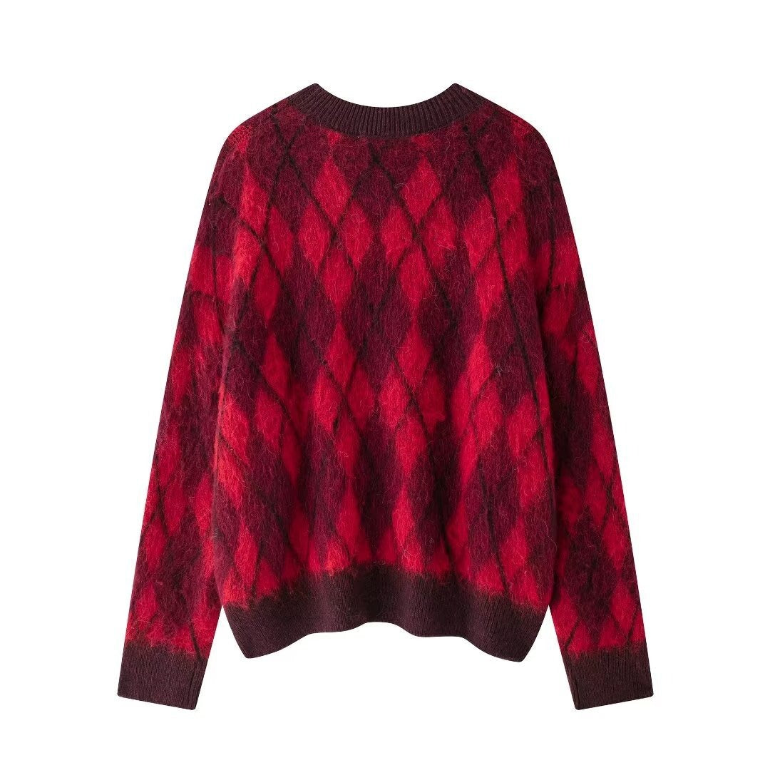 The Ruby Lattice Diamond Knit Sweater