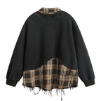 Distressed Plaid Layered Sweatshirt