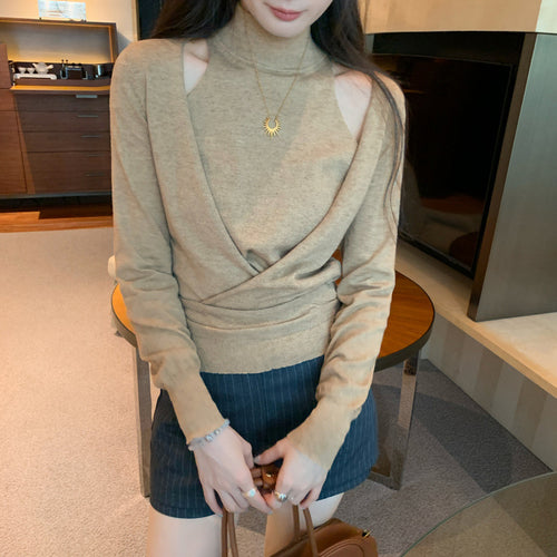Mock Two-Piece Off-Shoulder Knit Top