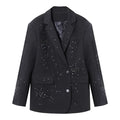 The Noir Rhinestone Notched Blazer