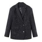 The Noir Rhinestone Notched Blazer