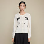 The Petal Thread Embroidered Knit Cardigan
