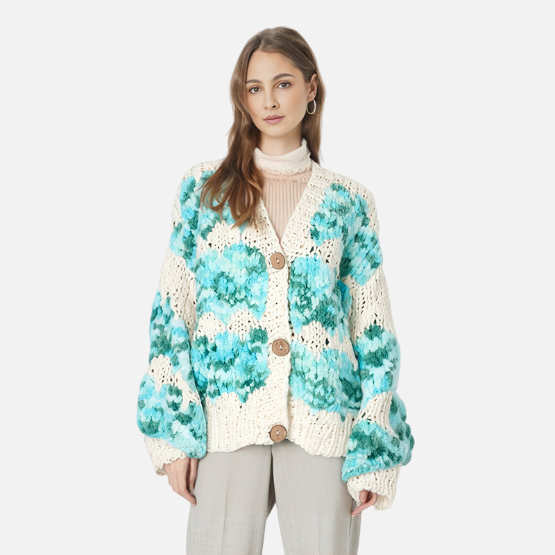 The Fern Gradient V-Neck Knit Cardigan