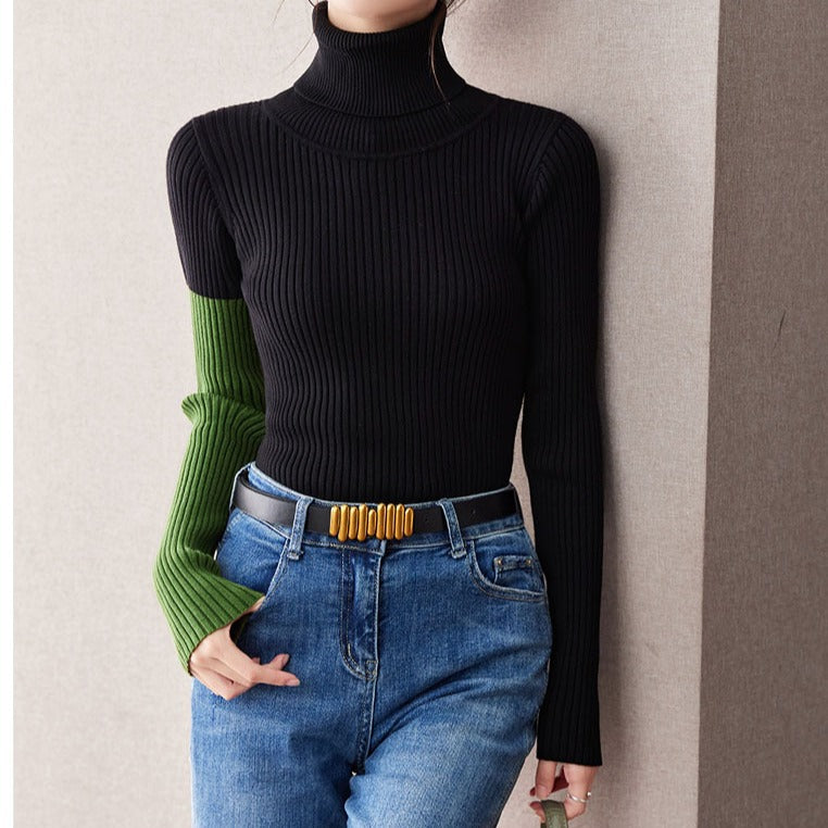 The Noir Dentelle Lace Patchwork Knit Sweater