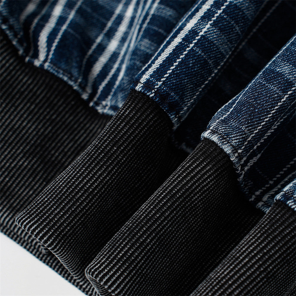 The Ash Grid Washed Distressed Hooded Jacket