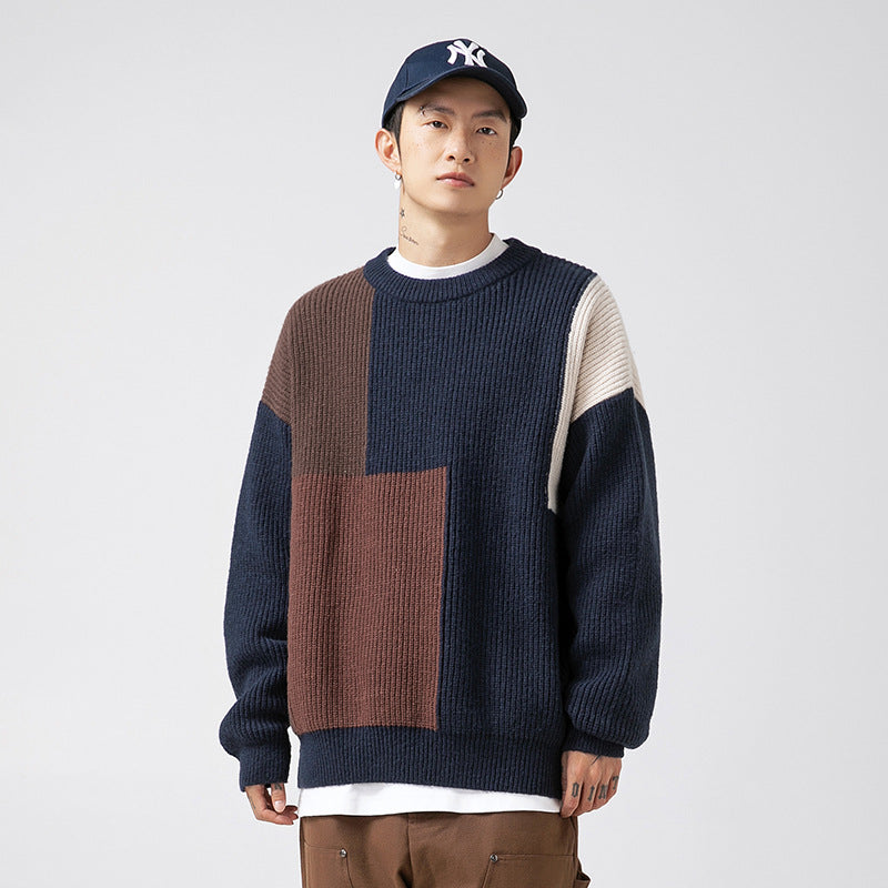 Relaxed Fit Colorblock Sweater