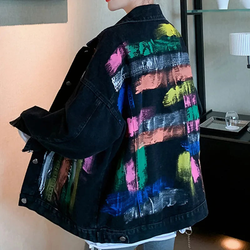 The Midnight Graffiti Hand-Painted Denim Jacket