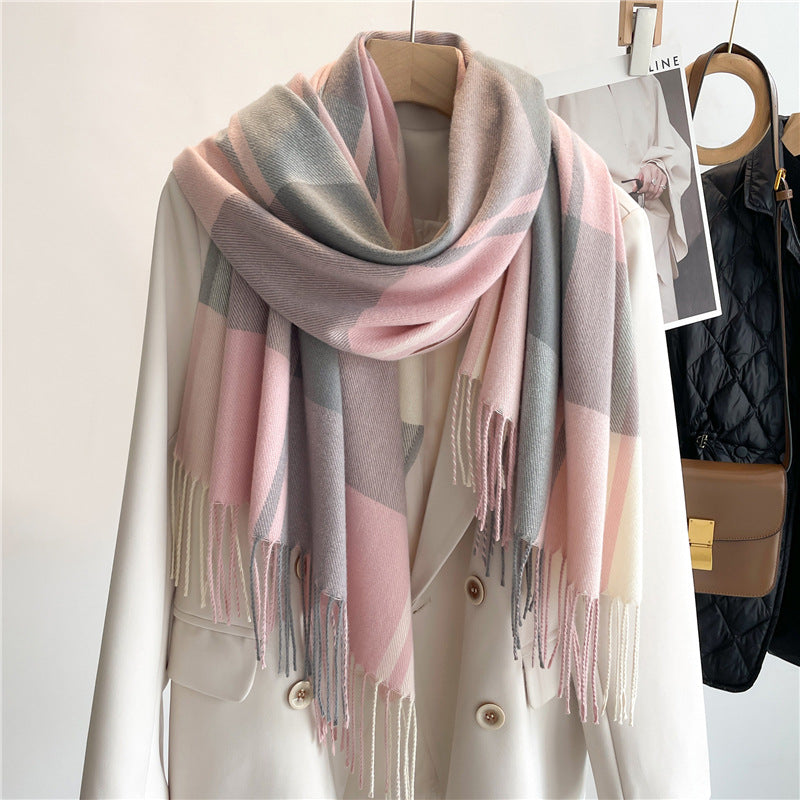Chic Plaid Fringe Scarf
