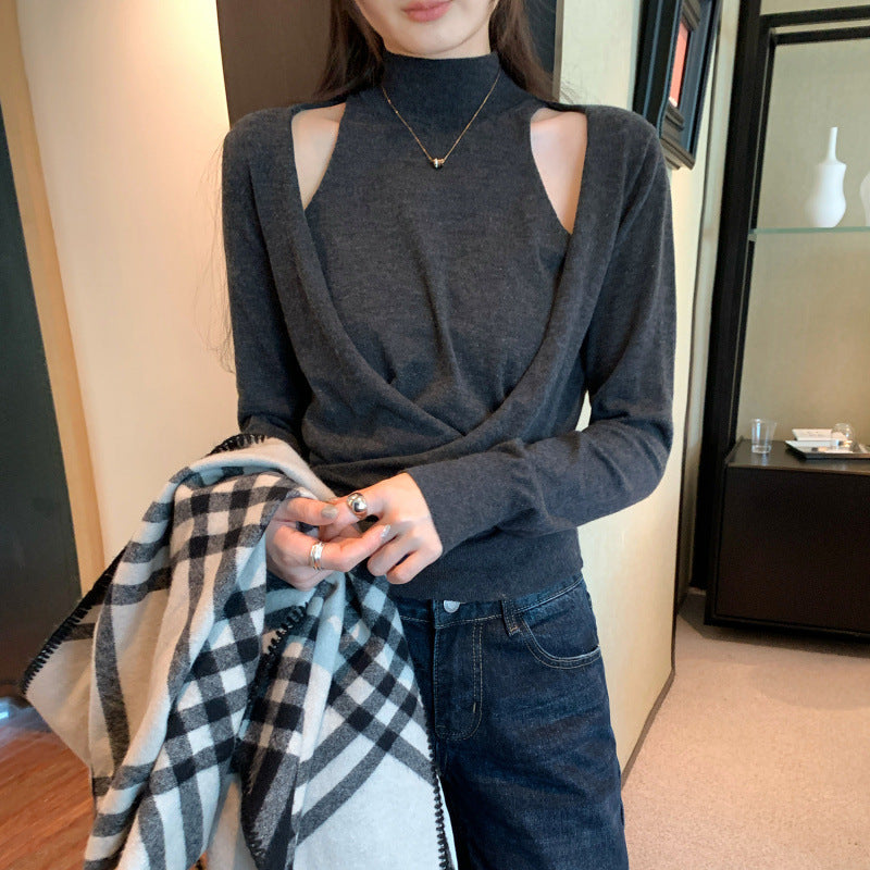 Mock Two-Piece Off-Shoulder Knit Top