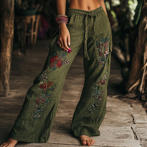 Olive Green Rock Style Trousers
