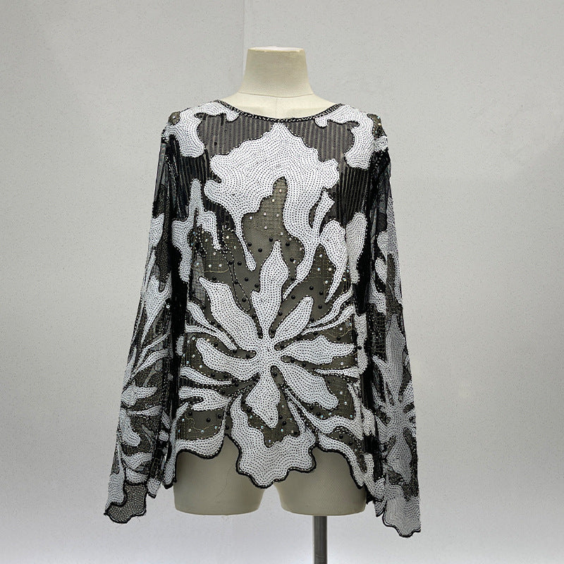 Gothic Punk Sequin Crew Neck Top