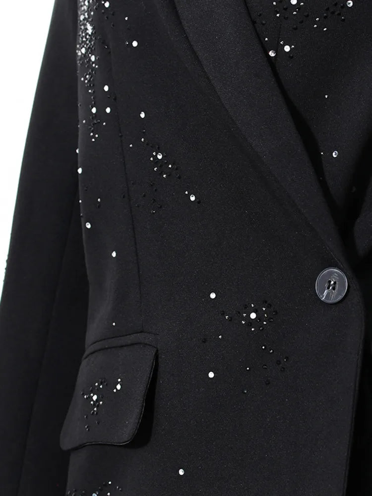 The Noir Rhinestone Notched Blazer