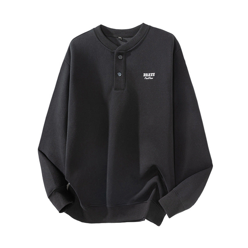 The Sakura Thread Embroidered Henley Sweatshirt