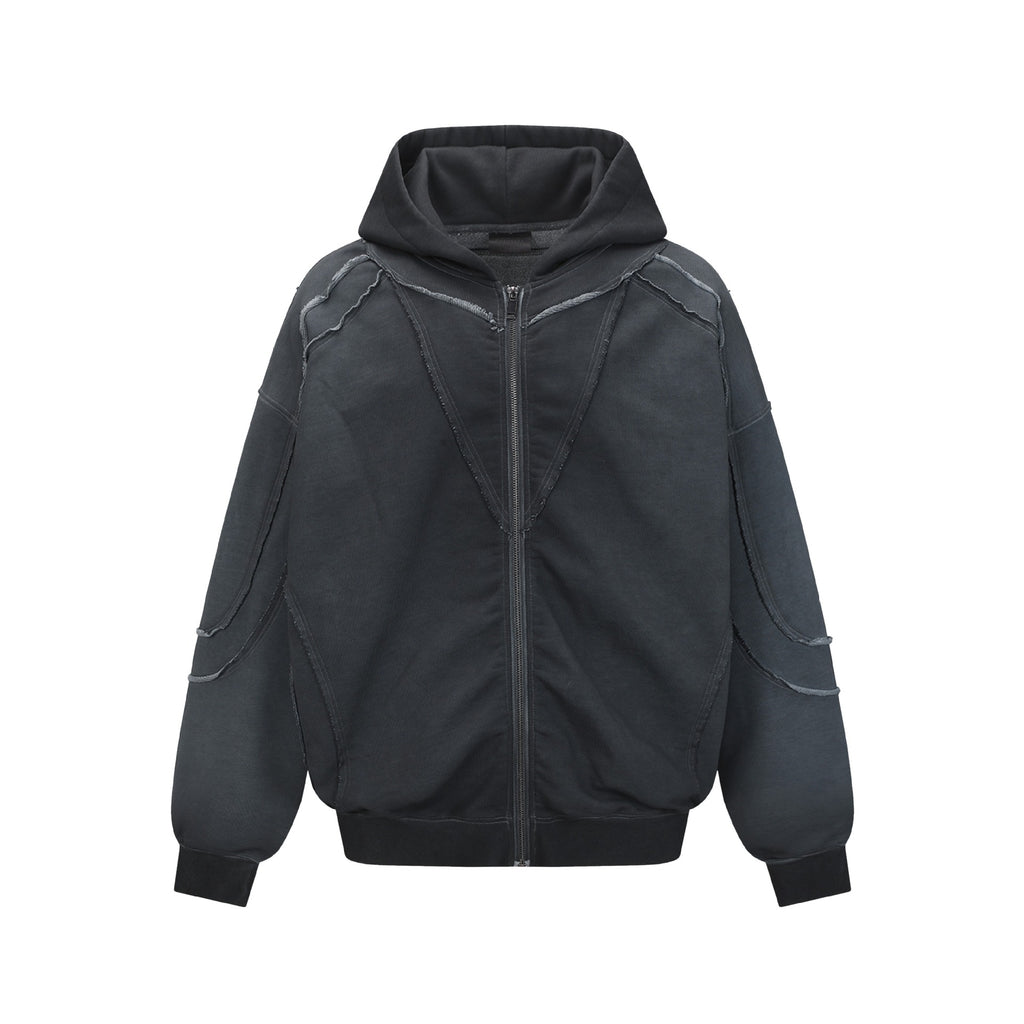 Raw Edge Deconstructed Zip Hoodie