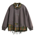 Distressed Plaid Layered Sweatshirt