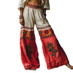 Vintage Print Wide-Leg Pants