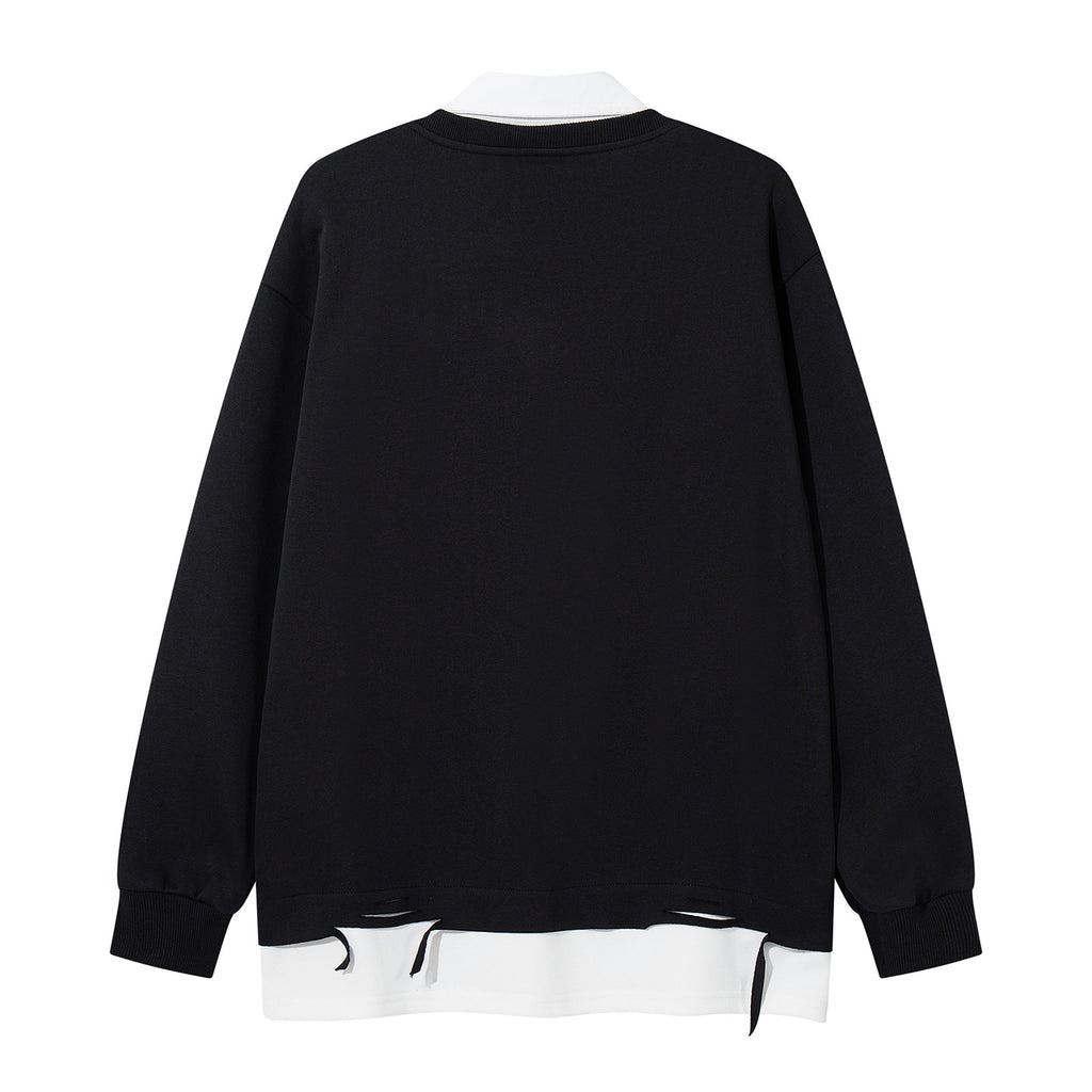 The Pup Patch Faux Two-Piece Polo Sweatshirt