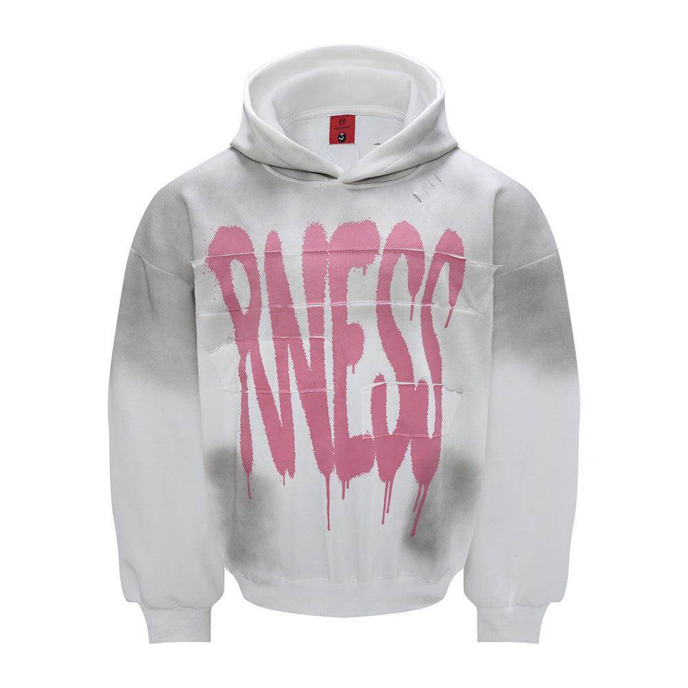 The Static Fade Spray Letter Hoodie