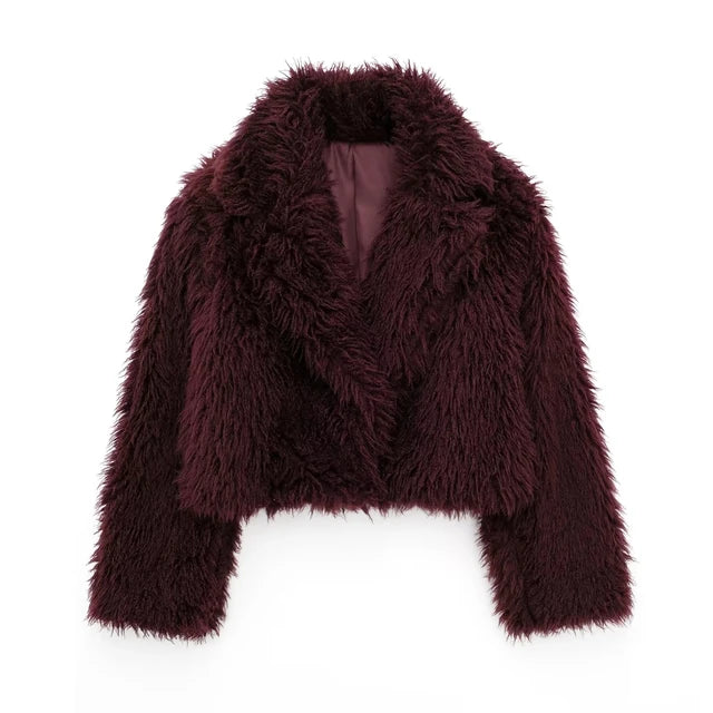 The Crimson Suede Faux Fur Jacket