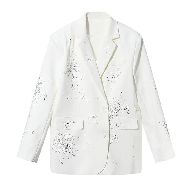 The Noir Rhinestone Notched Blazer