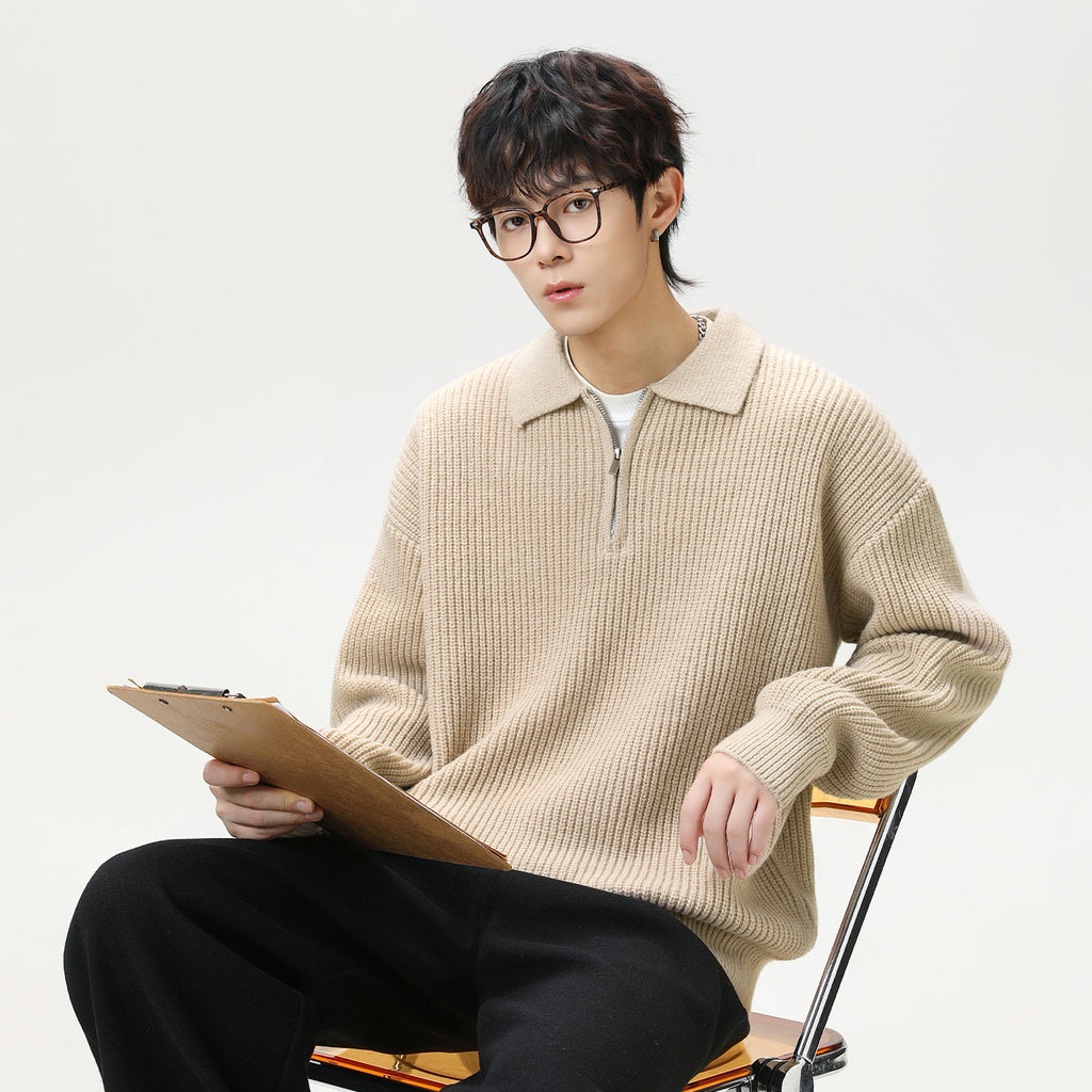 The Starlit Half Zip Lapel Sweater