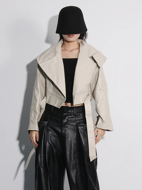 The Lace-Up Patchwork Lapel Jacket