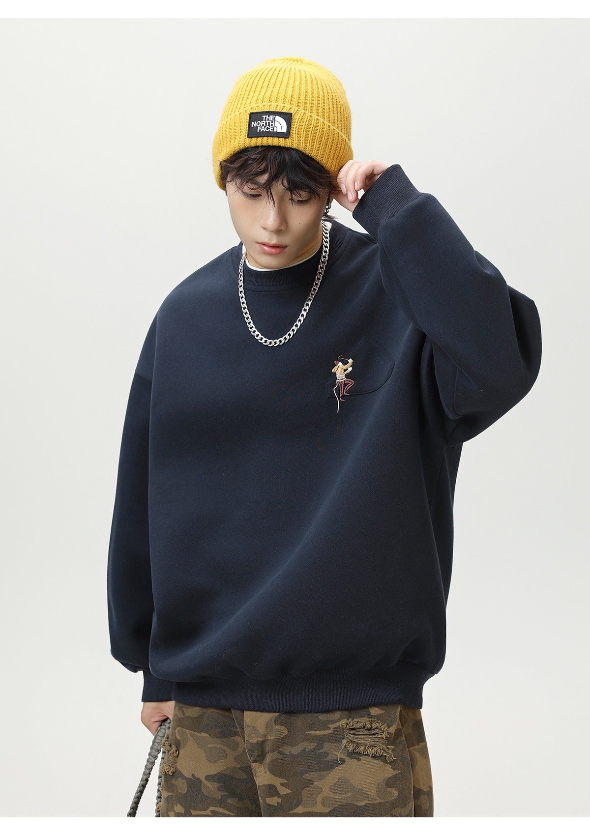 The Quiet Thread Embroidered Round Neck Sweatshirt
