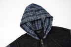 The Ash Grid Washed Distressed Hooded Jacket
